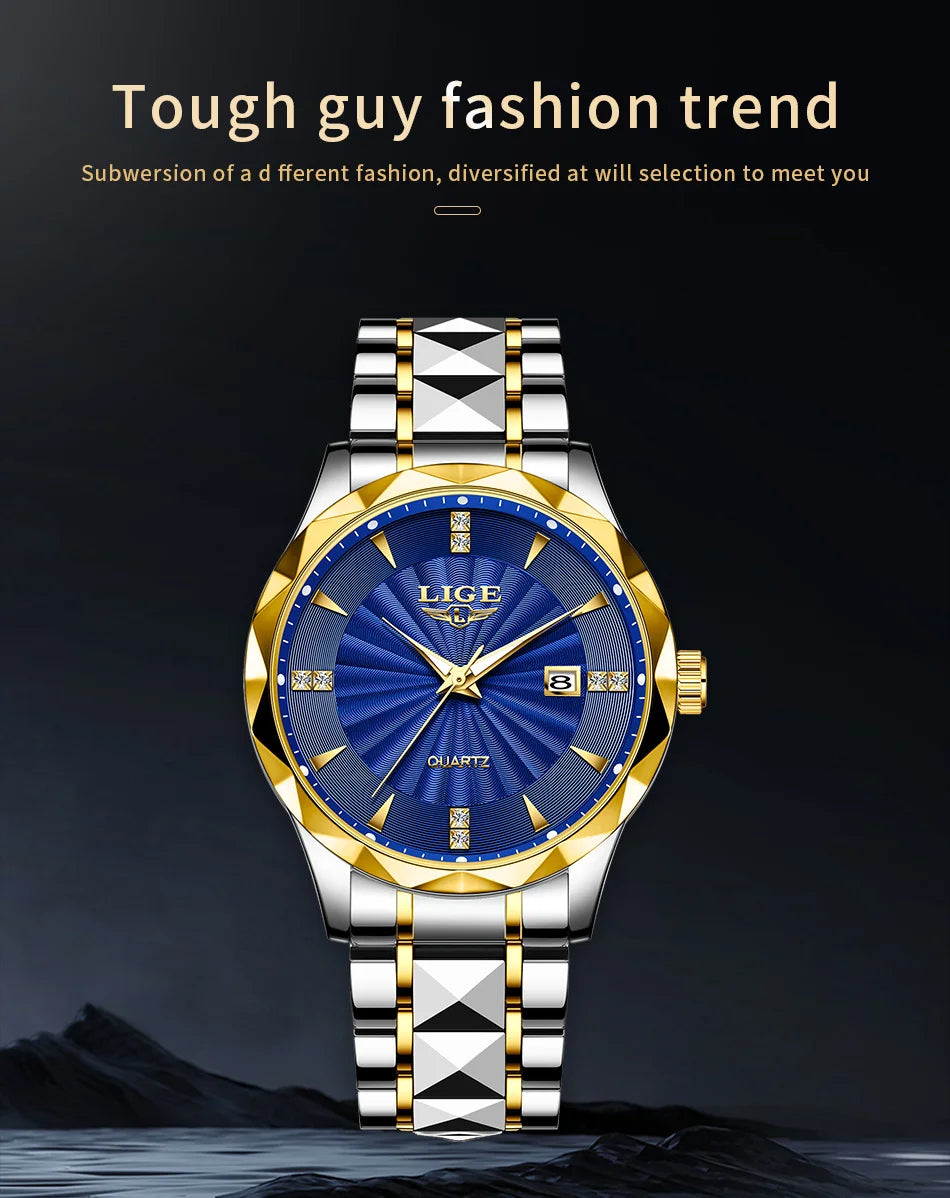 Reloj de lujo LIGE para mujer, moderno, deportivo, para exteriores, luminoso, de cuarzo, con movimiento importado, resistente al agua, de acero inoxidable.