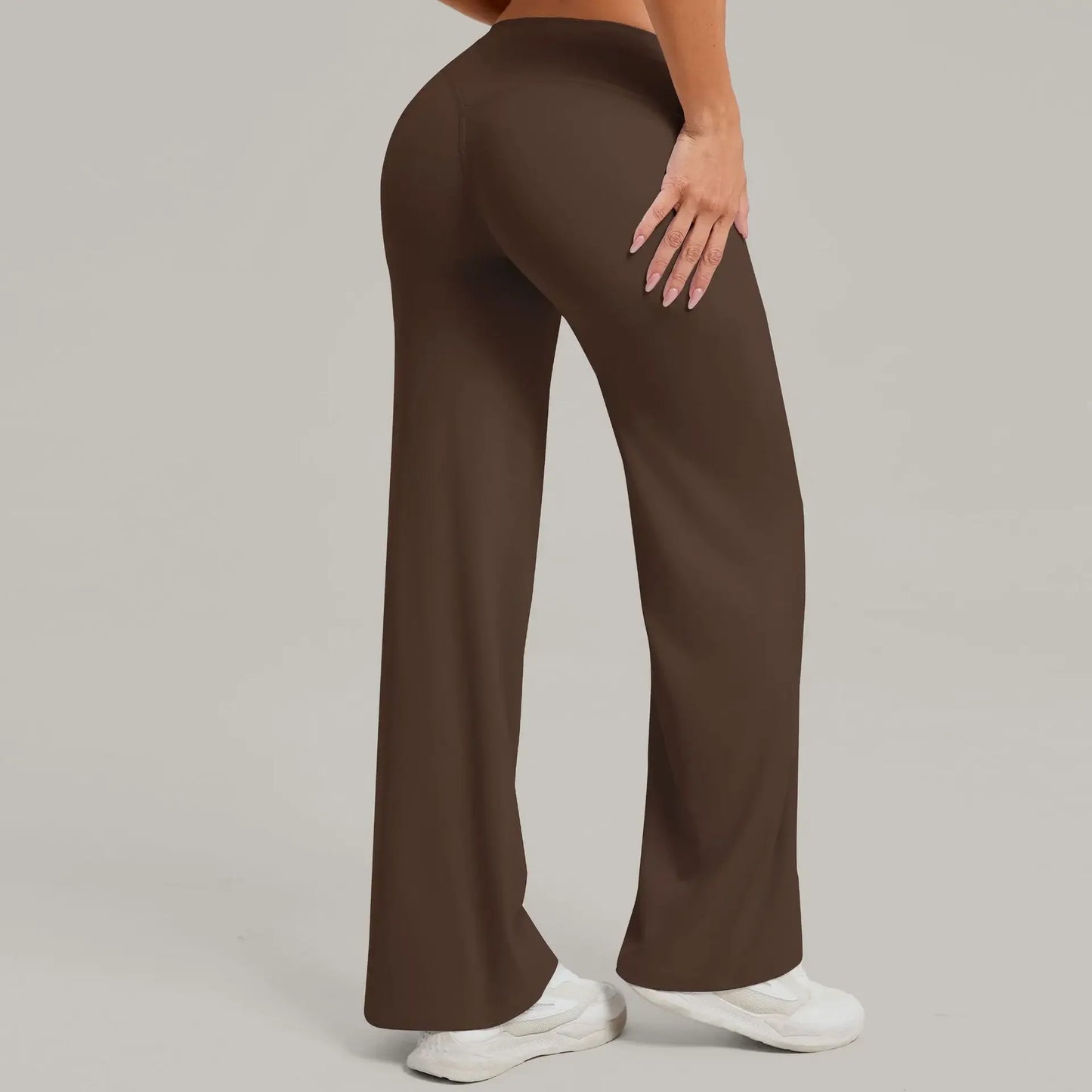 Pantalones de yoga rectos de pierna ancha para mujer, nuevos pantalones de pilates, pantalones deportivos ajustados que realzan la cadera, pantalones casuales para correr al aire libre, pantalones de fitness.