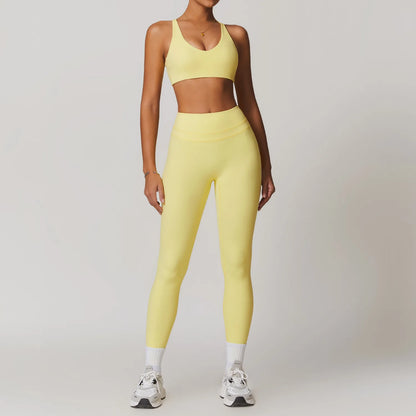 SWELTERING Conjunto de 2 piezas de ropa deportiva para mujer, conjunto de yoga, ropa deportiva para gimnasio, trajes de yoga, conjunto de fitness, chándales, sujetador deportivo, leggings para gimnasio