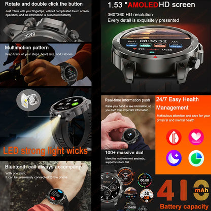 Reloj inteligente deportivo para exteriores Xiaomi, con GPS, linterna, brújula, Bluetooth, llamadas, control del ritmo cardíaco, NFC, resistente al agua, 2025