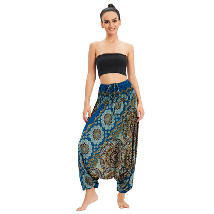 Bohemian Pants Women Pantalones Mujer Hippie High Waist Rayon Harem Baggy Boho Yoga Beach Wear Pour Femme Calca Feminina Printed