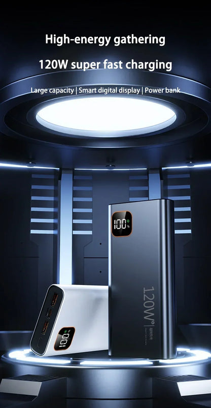 Batería externa portátil Xiaomi de 500.000 mAh y 120 W con carga ultrarrápida y gran capacidad, con pantalla digital para iPhone y Samsung.