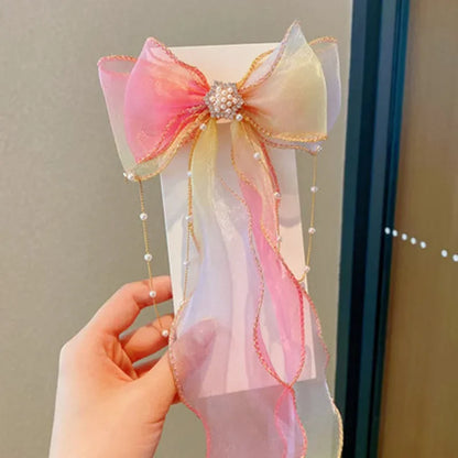 Accesorios para el cabello de moda para niñas, lindas y coloridas horquillas con lazo de gasa, pinzas para el cabello para niñas, accesorios para el cabello, horquillas.