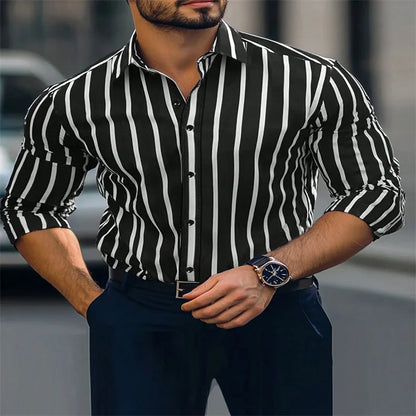 Camisa de hombre de manga larga con estampado digital de patchwork para fiesta, ideal para salir de compras a diario, talla grande 6XL
