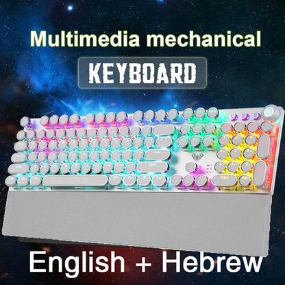 Teclado mecánico para juegos AULA F2088 de 104 teclas con cable, retroiluminado, de metal, anti-efecto fantasma, inglés, hebreo, ruso, español, árabe y coreano.