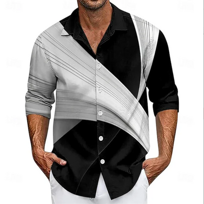 Camisa de hombre con estampado floral 3D, estilo casual, manga larga, botones, ideal para vacaciones, verano, primavera y otoño.