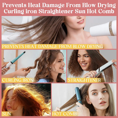 Acondicionador en spray sin enjuague de coco de 300 ml para cabello rizado, alisador, antiencrespamiento, suavizante, protector para cabello dañado por el calor.
