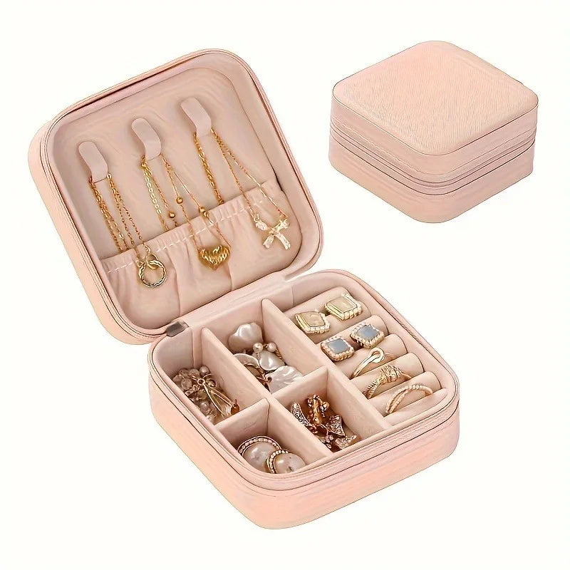 Un organizador portátil para cajas de viaje para joyas, bolsas de almacenamiento, anillos, aretes, collares y pulseras: el regalo perfecto para mujeres.