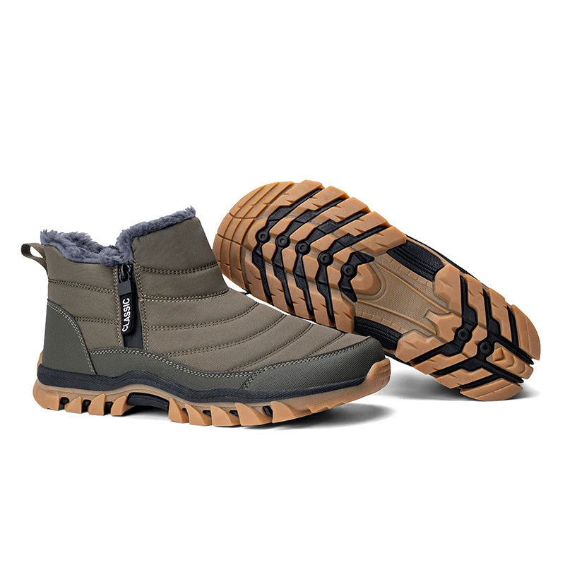 Botas de hombre para mantener el calor, zapatos de invierno para hombre, botines impermeables, zapatos de piel, botas de nieve, zapatos casuales de invierno, botines para hombre