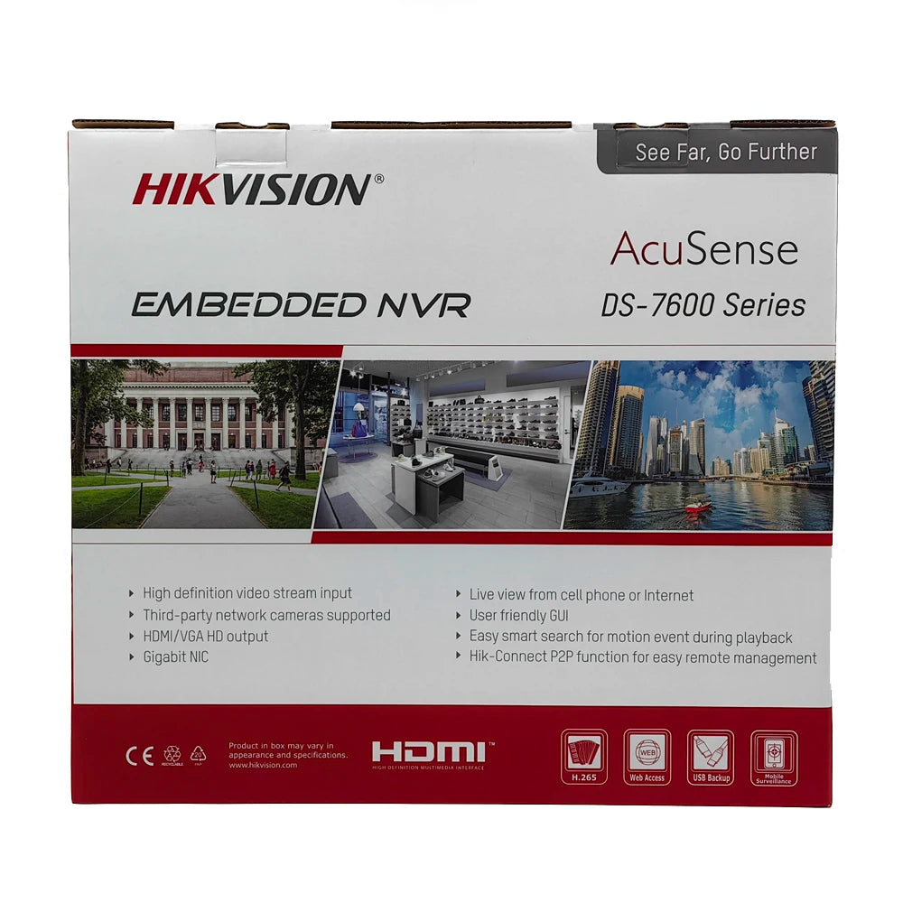 Grabador de vídeo en red (NVR) AcuSense DS-7632NXI-K2 de 8/16/32 canales 4K H.265+ 2SATA Hikvision DS-7608NXI-K2 y DS-7616NXI-K2