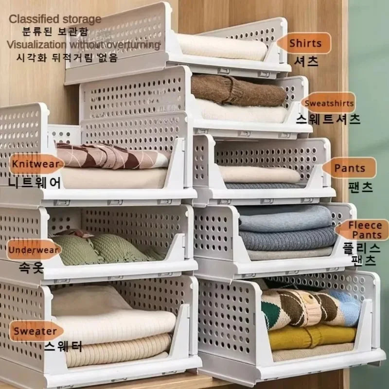Organizador de ropa, organizador de armario, caja de almacenamiento, apilable, plegable, con cajón, cesta organizadora para juguetes, hogar y cocina.