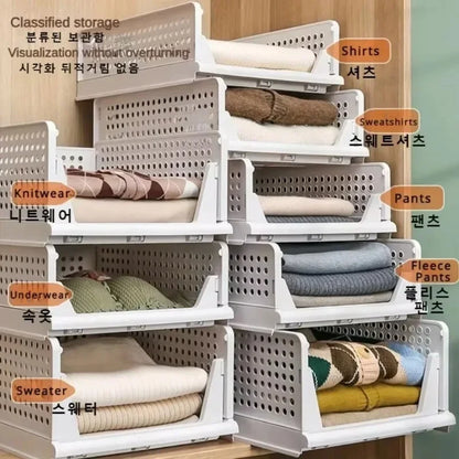 Organizador de ropa, organizador de armario, caja de almacenamiento, apilable, plegable, con cajón, cesta organizadora para juguetes, hogar y cocina.
