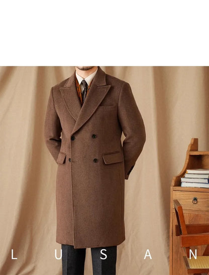 Abrigo Chester de lana 50% para hombre - 800 g. Chaqueta de campo retro cruzada de otoño/invierno.