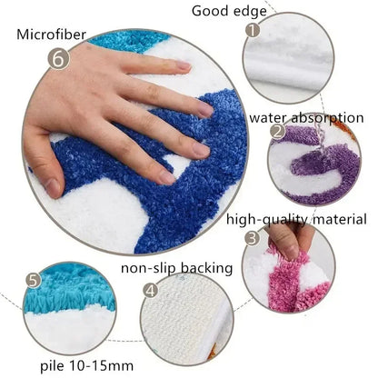 Consigue una alfombra de baño, una bonita alfombra para la bañera o una alfombra de baño para decorar apartamentos, una alfombra de ducha con mechones grises y blancos.