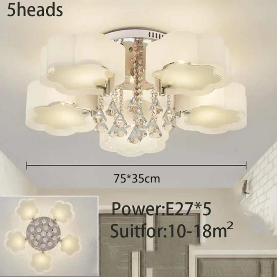 Lámpara de techo LED para sala de estar, moderna, sencilla, cálida, romántica, atmosférica, para el hogar, de cristal de bajo consumo.
