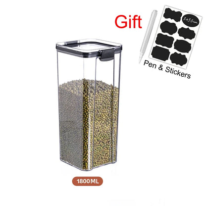 Juego de contenedores de alimentos para mascotas, caja de almacenamiento de 460-1800 ml, transparente, apilable, para cocina, seco, para espaguetis y fideos, recipientes sellados.
