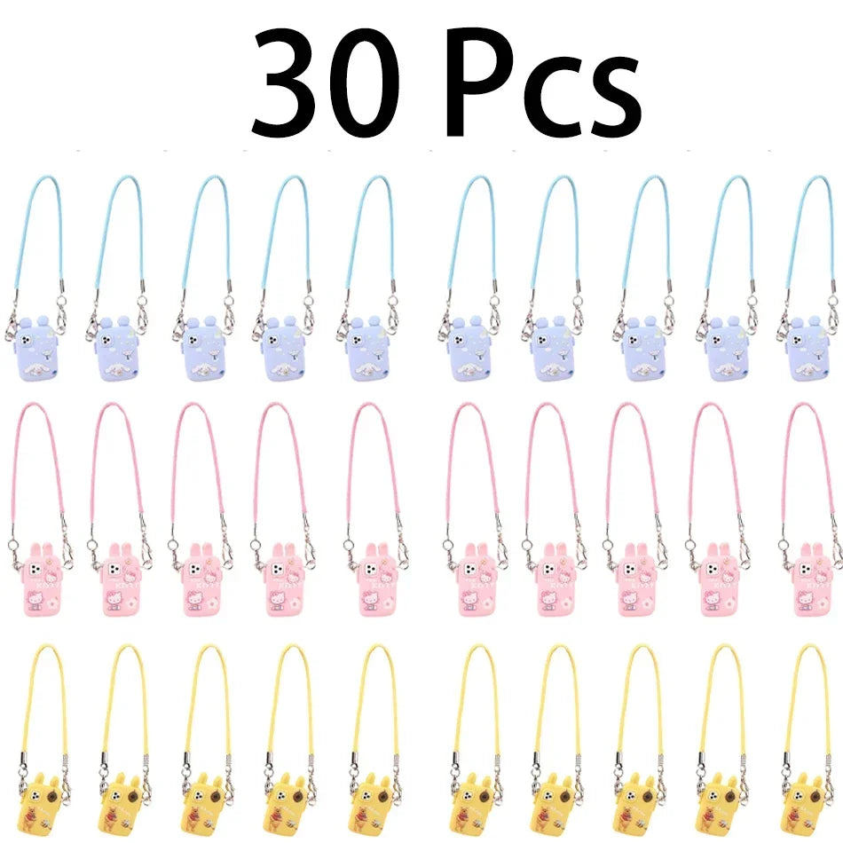 Accesorios para Labubu Accesorios para Crybaby Bolso para cámara de teléfono estilo dibujos animados Accesorios para muñecos de peluche Colgante Abanico Regalo de cumpleaños