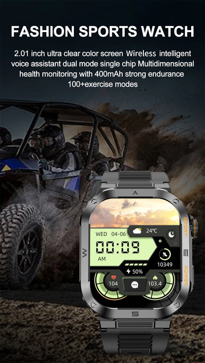 Reloj inteligente militar FOXBOX para hombre con GPS, resistente al agua, 2025, monitorización del sueño, deporte, fitness, IA, voz, llamadas Bluetooth.
