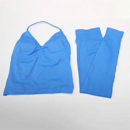 Women's Electric Blue Blossom High Stretch Top Sports Bra Shorts Set Comfortable Gym Workout Yoga Active Wear Impact Outfit