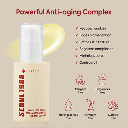 KSECRET SEOUL 1988 Cuidado de la piel, Limpiador espumoso, Crema para ojos, Esencia iluminadora, Antiedad, Hidratante, Mejora la elasticidad de la piel