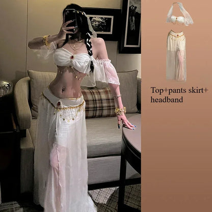 Role Playing Sexy Western Region Dancer Peacock Princess Greek Goddess Costume Hot Egyptian Indian Dancer Exotic Costume Stage