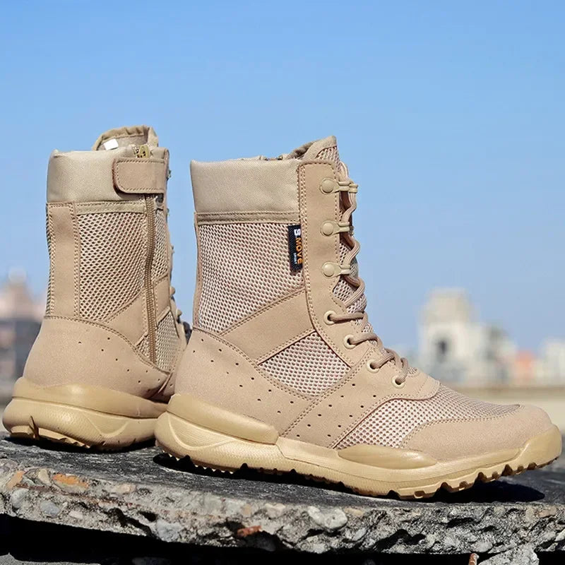 Summer Breathable Men Women Army Boots Military Tactical Airsoft Paintball Boots Side Zipper Male Desert Combat Ankle Boots