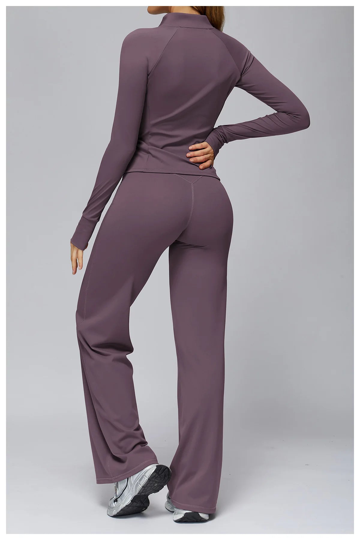 Conjunto deportivo Hearuisavy para mujer, chaqueta deportiva de manga larga con cremallera y bolsillos, ropa exterior ajustada de secado rápido para correr, pantalones de yoga de cintura alta