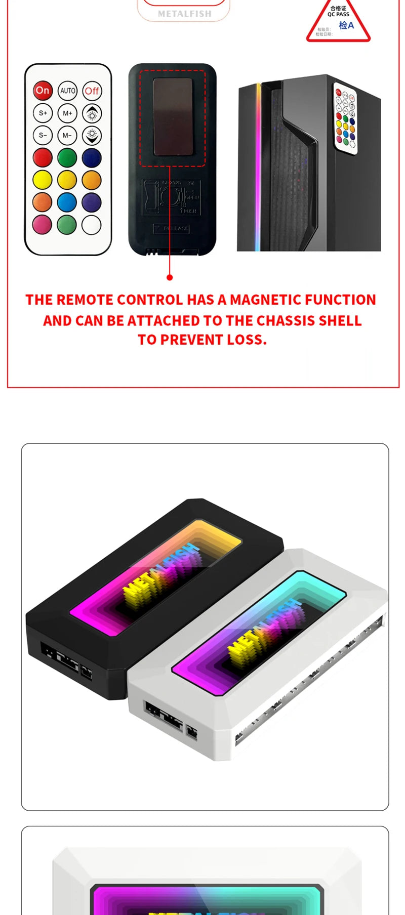 METALFISH Divisor de ventilador ARGB con PWM de 4 pines para refrigeración de ordenador, radiador de CPU SYNC, tira de luces LED de 5 V y 3 pines, mando a distancia