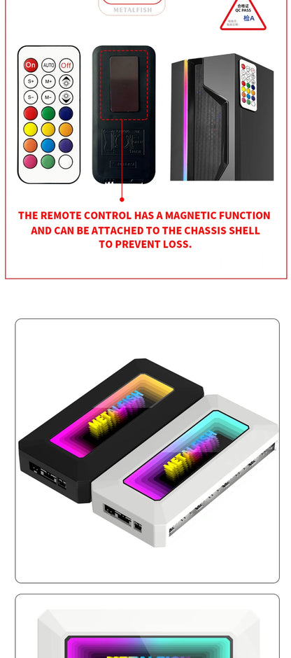METALFISH Divisor de ventilador ARGB con PWM de 4 pines para refrigeración de ordenador, radiador de CPU SYNC, tira de luces LED de 5 V y 3 pines, mando a distancia