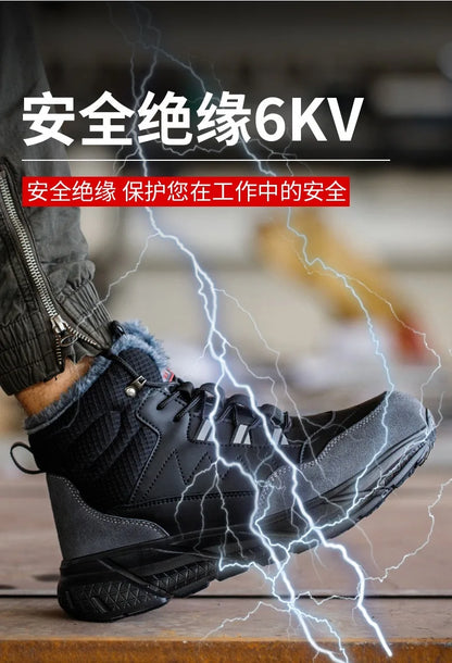 Zapatos de seguridad para electricistas, aislantes de 6 kV, antiaplastamiento y antiperforación, calzado de seguridad para hombres, para obras de construcción, zapatos de algodón.