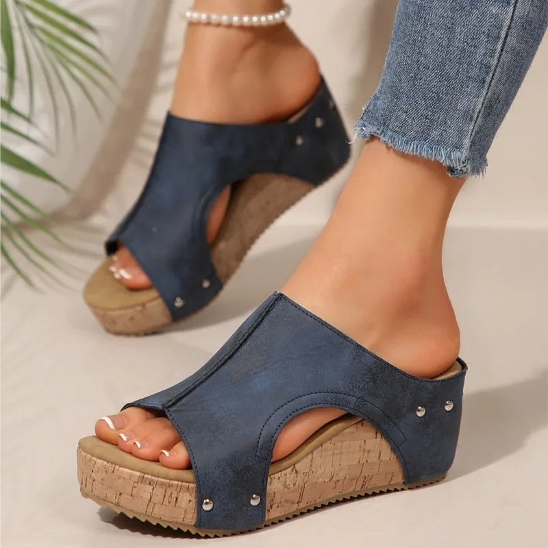 Sandalias de cuña para mujer, elegantes sandalias de verano, huaraches, zapatos de tacón para mujer.