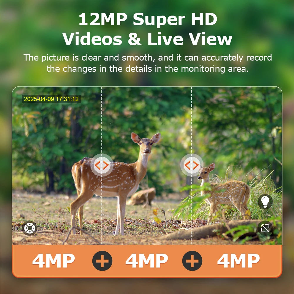 Cámara de seguridad solar inalámbrica LS VISION de 12 MP, 4G, zoom 15x, para exteriores, con doble pantalla, WiFi, detección humana PIR y sistema CCTV UBox.