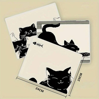 Alfombrilla de ratón con diseño de gato negro, pequeña, para oficina, escritorio de ordenador, teclado, alfombrilla grande para ratón, cojín para portátil, alfombrilla antideslizante para escritorio, decoración del hogar