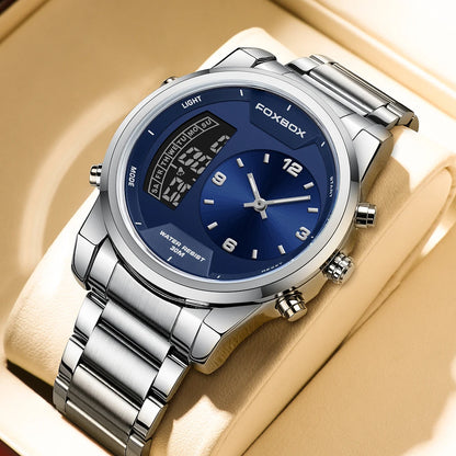 LIGE - Reloj digital de moda para hombre, deportivo, informal, resistente al agua, de cuarzo, cronógrafo de lujo, marca FOXBOX