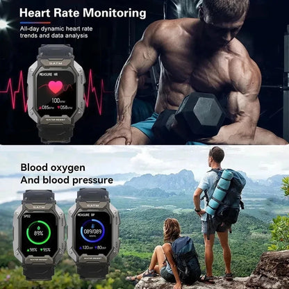 Reloj inteligente militar para hombre, color negro carbono, ultradelgado, resistente al agua hasta 5 ATM, deportivo, con monitor de frecuencia cardíaca y oxígeno en sangre (2024).