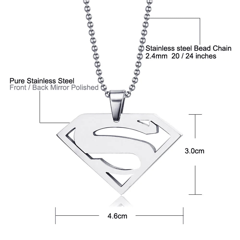 STEELBROS - Colgante de acero inoxidable pulido de alta calidad con diseño de película de anime, superhéroe, para hombre, regalo de joyería para niños y niñas