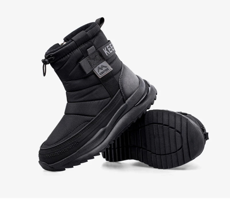Botas de nieve de invierno para mujer, de terciopelo grueso, de viaje, cálidas, antideslizantes, de algodón, de tubo medio, informales y cómodas.