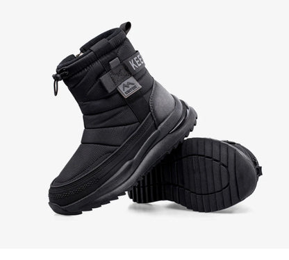 Botas de nieve de invierno para mujer, de terciopelo grueso, de viaje, cálidas, antideslizantes, de algodón, de tubo medio, informales y cómodas.