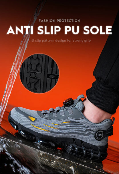Small Size Rotary Buckle Work Safety Shoes For Men Air Soft Sole Lightweight Protective Work Sneakers Men and Women Shoes