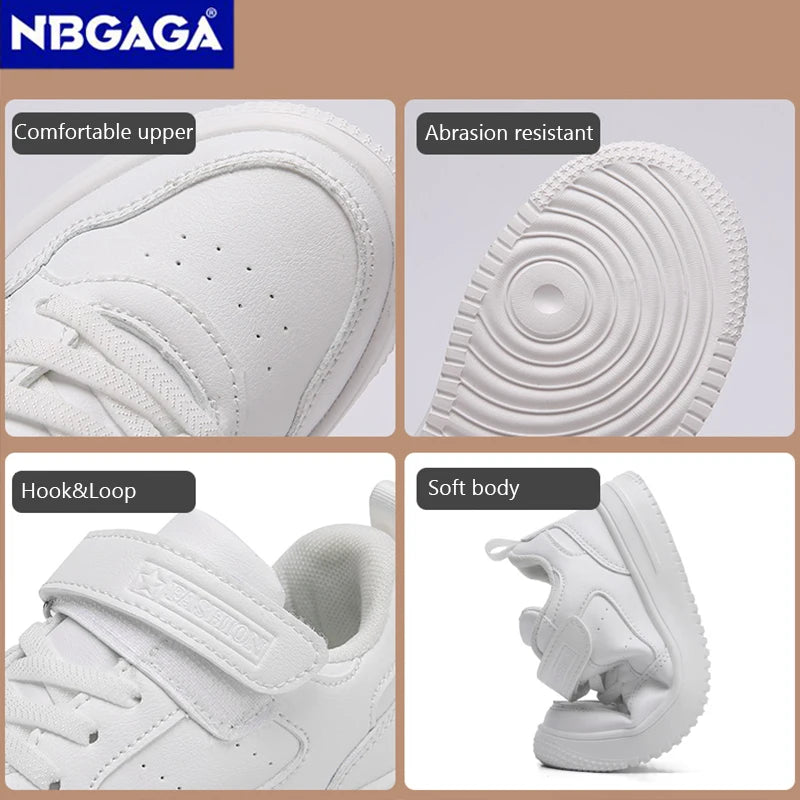 Zapatillas deportivas para niños, zapatos casuales para niños, zapatos planos de cuero negro para caminar para estudiantes, calzado deportivo ligero antideslizante para niñas, calzado de tenis