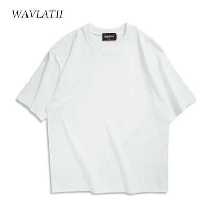 WAVLATII Camisetas de verano de gran tamaño para mujeres y hombres, camisetas casuales marrones para mujeres, camisetas de calle coreanas, camisetas unisex básicas sólidas para jóvenes y geniales