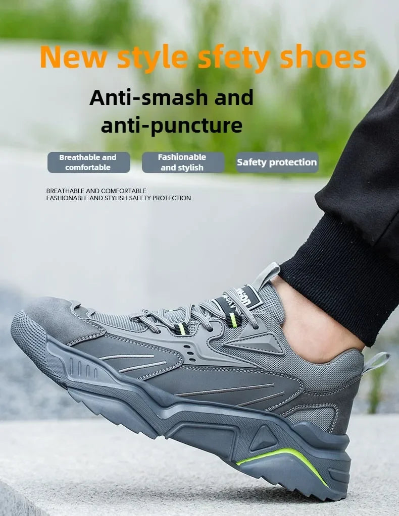 Safety Shoes Lightweight Breathable Steel Toe Anti Smash Puncture Proof Kevlar Soft Sole Insulated Work Sneakers for Men Women