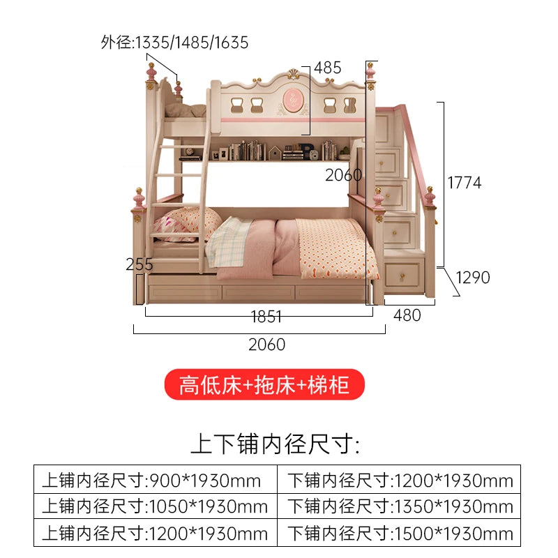 Cama alta deslizante con cajones de almacenamiento, modernas bases de lujo, literas principales para niños, cama de día blanca para niña, muebles de dormitorio