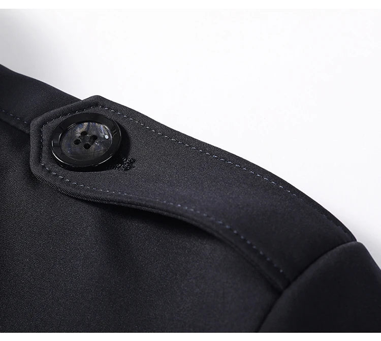 Abrigo tipo gabardina Maxbarley para hombre, estilo coreano, ligero, de lujo, de un solo botón, chaqueta larga cortavientos, colección primavera-otoño 2025, marca, con solapa.