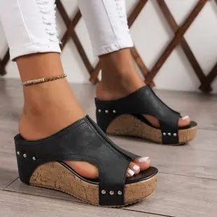 Sandalias de cuña para mujer, elegantes sandalias de verano, huaraches, zapatos de tacón para mujer.