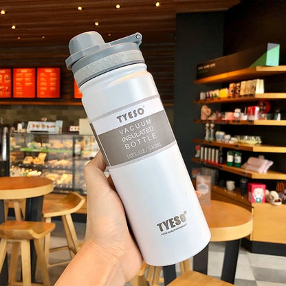 Botella térmica Tyeso de 750 ml, de acero inoxidable, para agua, aislada, para viaje, para niños, taza de café, térmica