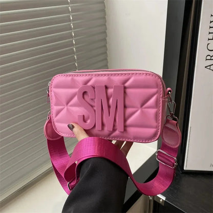 Bolso bandolera de un solo hombro con estampado de letras, de alta calidad, moderno, cuadrado, pequeño, versátil, de poliéster, talla L, para cámara, primavera 2025