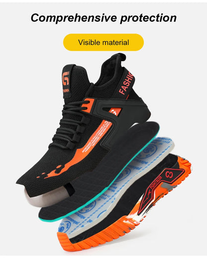 Botas de seguridad de caña alta para hombre, calzado de protección, zapatos de trabajo con puntera de acero, zapatos de seguridad antiperforación para hombre y mujer, botas de seguridad para el trabajo.