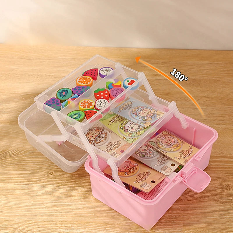Caja de almacenamiento para accesorios para el cabello de niños, cuerda para la cabeza, horquilla, tarjeta, bolígrafo, artículos diversos, caja de papelería, lindo joyero para niña