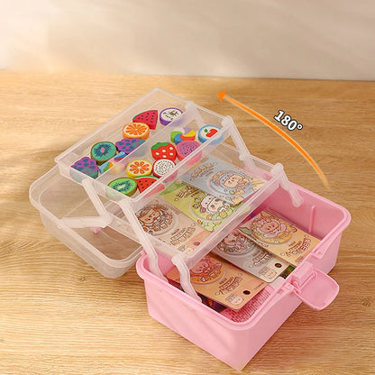 Caja de almacenamiento para accesorios para el cabello de niños, cuerda para la cabeza, horquilla, tarjeta, bolígrafo, artículos diversos, caja de papelería, lindo joyero para niña
